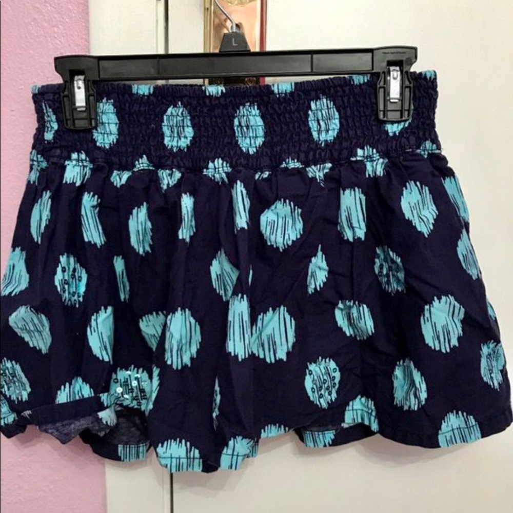 Justice sequin skirt shorts sequin polka dots blue 16